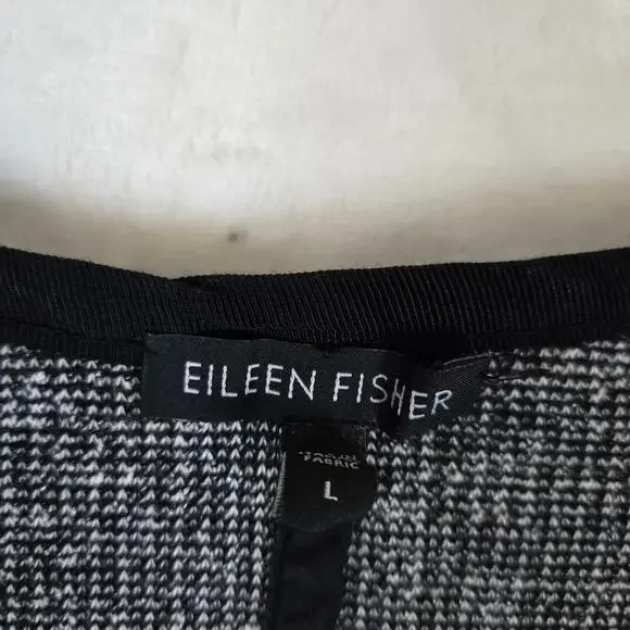 Eileen Fisher Tweed Cropped Jacket Blazer Knit Zip Up Ponte Panels Large 0838 - Picture 3 of 11